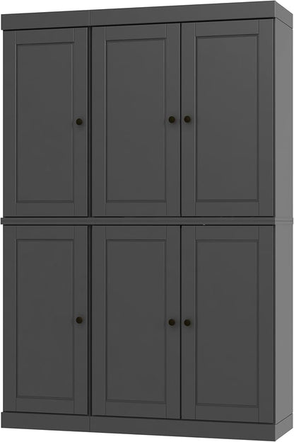 Palace Imports Solid Wood Kitchen Pantry Cabinet - 71.5" Tall x 48.5" Wide - Freestanding Storage Pantry w/ 2-Drawer Kit & Adjustable Shelves - Gray, Renewable Eco-Friendly 100% Wood, Made in Brazil