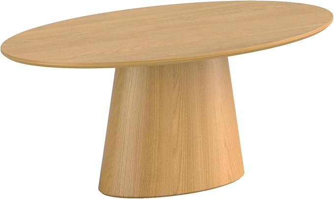 Casaphoria 72" Oval Dining Table for 6-8 People, Mid Century Modern Wood Kitchen Table, Minimalist Pedestal Dining Room Furniture with Child-Safe Round Edges (Natural)