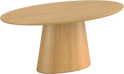 Casaphoria 72" Oval Dining Table for 6-8 People, Mid Century Modern Wood Kitchen Table, Minimalist Pedestal Dining Room Furniture with Child-Safe Round Edges (Natural)
