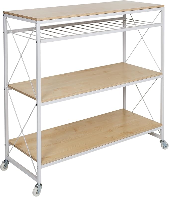 Honey-Can-Do Rolling Kitchen Island, White/Oak SHF-09512 White