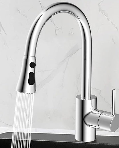 Hibbent Pull Down Kitchen Faucet Head Replacement, 3-Function NSF/ANSI/CAN 61 & CUPC Certified Sink Spray Nozzle, 15 Adapters, Compatible with Moen, Delta, Kohler Faucets, Chrome (Shiny Silver)