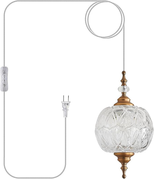 Plug in Pendant Light Fixtures Brass Vintage Pendant Lights Ceiling Pendant Fixtures for Bedroom Living Room Dining Room Kitchen Island