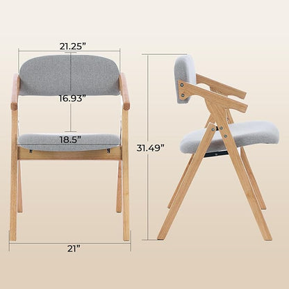 Folding Chairs with Padded Seats,Wooden Stackable Dining Chair,Easy to Store Foldable Dining Chairs for Kitchen, Living Room, Wedding Party Picnic (Grey)