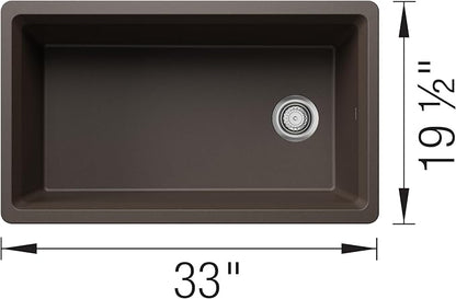 Inteos SILGRANIT 33" Single Bowl Reversible Undermount Workstation Kitchen Sink - Café
