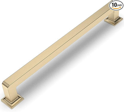 Amerdeco 10 Pack Brushed Gold Cabinet Pulls 10 Inch Hole Centers Kitchen Cabinet Handles Cabinet Hardware Kitchen Handles for Cabinets Cupboard Handles Drawer Pulls ZH0019…
