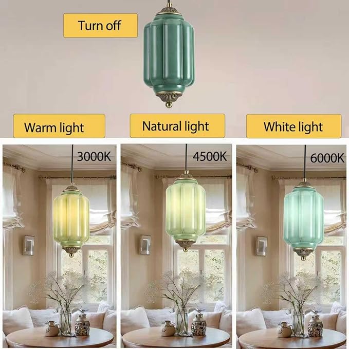 Vintage Milk Glass Pendant Light Antique Green Ceiling Light Fixture for Kitchen Island, Bedroom, Bedside, Dining Room, Hallway, Bulb Included