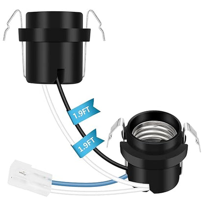 R111630 SR111630 Lamp Socket Assembly for CJD1/CJD3/QS1/QS2/QS3/WS130/WS136/WS142 Series, Range Hood Light Socket Replacement Part with Standard Base, Easy Installation & Heat-Resistant Housing