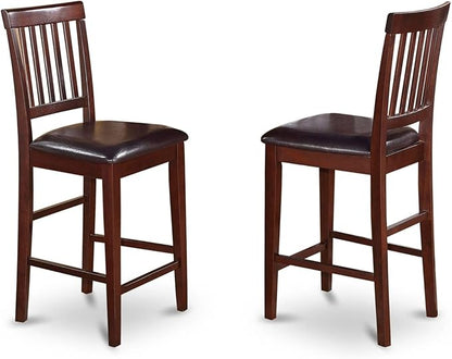 East West Furniture VNS-MAH-LC Vernon Counter Height Bar Stool - Faux Leather Pub Height Kitchen Chairs, Set of 2, Mahogany