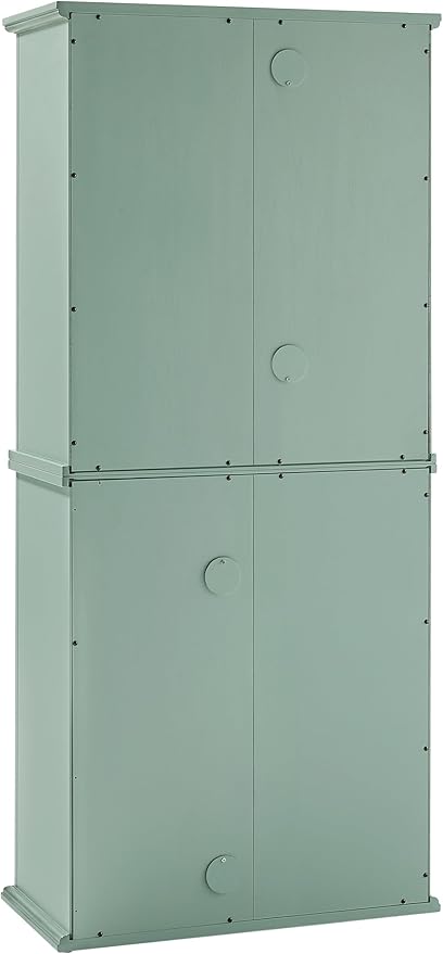 Crosley Furniture Holbrook Traditional Tall Kitchen Pantry, Laundry Room Cabinet, Bathroom Storage Cabinets, Distressed Seafoam Blue