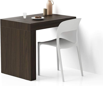 Mobili Fiver, Evolution Dining Table with One Leg 35.4 x 23.6 in, Dark Walnut, for 2 People, Modern Dining Table for Kitchen, Italian Furniture