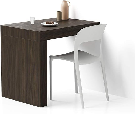 Mobili Fiver, Evolution Dining Table with One Leg 35.4 x 23.6 in, Dark Walnut, for 2 People, Modern Dining Table for Kitchen, Italian Furniture