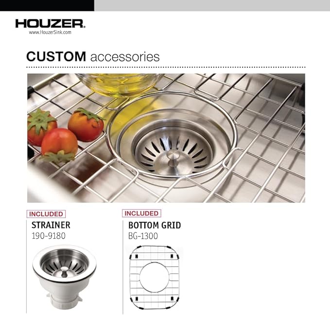Houzer Club Stainless Steel Kitchen Bar & Prep Sink: 13 Inch Undermount Small Sink with Strainer & Bottom Grid, Durable & Versatile, Essential for Home & Apartment: CS-1307-C