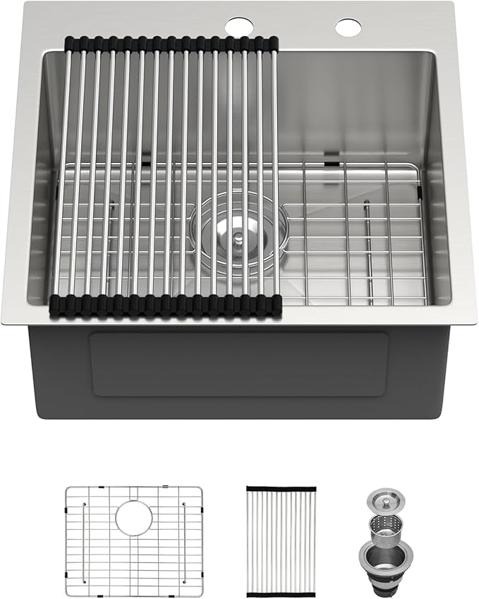 21 Outdoor Kitchen Sink - Beslend Outdoor Sink 21x20 Bar Sink RV Sinks Drop In, 16 Gauge Stainless Steel Topmout Kitchen Sinks Wet Bar Sinks Square Single Bowl Above Counter Indoor Outdoor