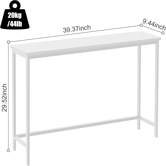 VASMIA Console Table, Entryway Table, Narrow Sofa Table, 39" Bamboo Hallway Table for Entryway, Living Room, Bedroom, Foyer, White