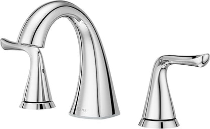 Pfister Willa Bathroom Sink Faucet 8 in Widespread 3 Hole 2 Handle Vanity Faucet NSF Certified Polished Chrome Finish with Push & Seal Drain and TiteSeal Technology LF049MALCC