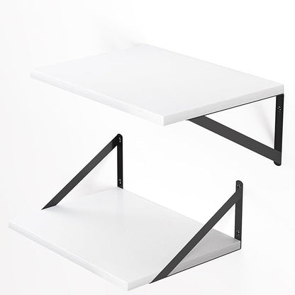 Heimlove White Deep Floating Shelves for Wall, 16W x 12D Wood Wall Shelves Set of 2, Wide Floating Bookshelf for Living Room, Kitchen, Office, Bedroom and Decor Storage, with Black Bracket - White