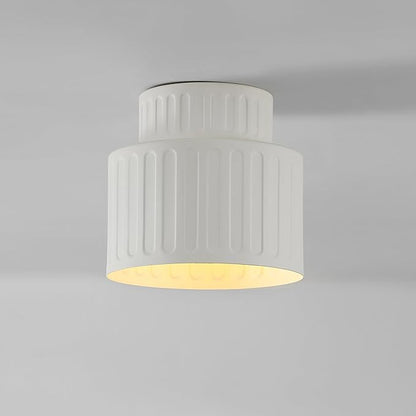 GLOBE Electric 66000135 1-Light Flush Mount Ceiling Light, Ceramic Effect Shade, Matte Off-White, Ribbed, Home Improvement, Dining Room, Kitchen