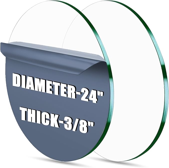 24" Round Tempered Glass Table Top - 3/8 "-Thick Flat Polished Edge
