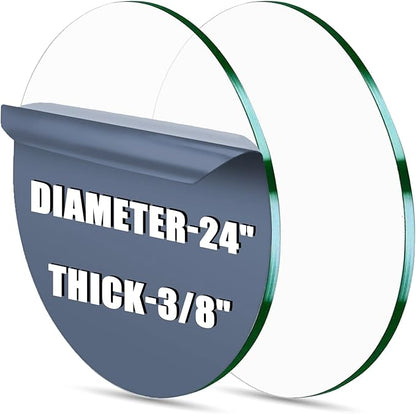 24" Round Tempered Glass Table Top - 3/8 "-Thick Flat Polished Edge