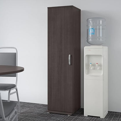 Bush Business Furniture Universal Tall Narrow Storage Cabinet with Door and Shelves in Storm Gray