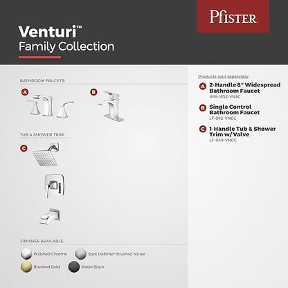Pfister Venturi Bathroom Sink Faucet, Single Control, 1-Handle, Single Hole, Polished Chrome Finish, LF042VNCC
