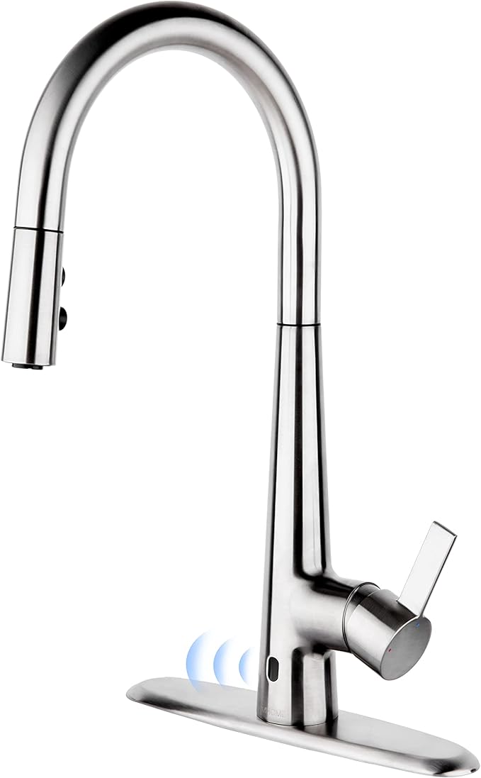 E8305xxxxx Touchless Faucets with Pull Down Sprayer, Motion Sensor Activated, 360 Degree Swivel, Brass Finish, 1.34-1.50 Inch Hole Diameter