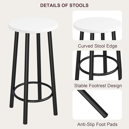 Amvove Bar Table and Chairs Set for 2, Kitchen Island with Storage Shelves Kitchen Table with 2 Bar Stools Counter Height Dining Table Set Breakfast Nook for Small Space & Kitchen,High Top Table