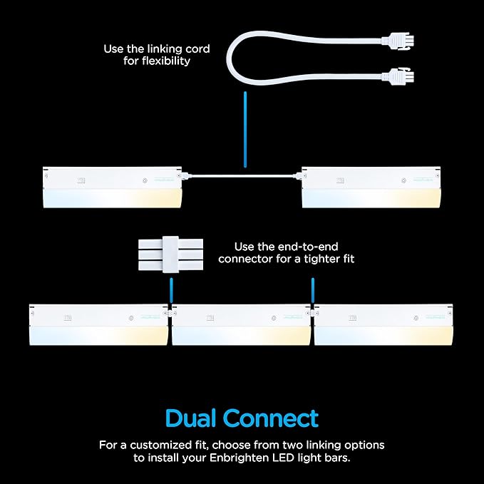 Enbrighten 36 inch Hardwired Under Cabinet Lights, 2385 Lumens, Five White Settings from (2700K-6500K), Full Range Dimmable, Under Counter Light, Linkable Under Counter Lights for Kitchen 82923-T1