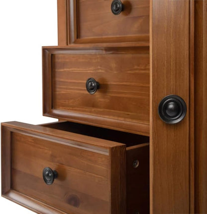 SIMPLIHOME Amherst 37-inch Wide Solid Wood Transitional-Style Storage Cabinet in Light Golden Brown, Cabinet with 4 Drawers and Adjustable Shelves for Living Room or Entryway