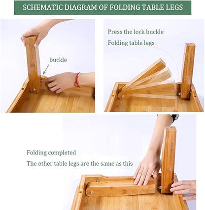 SH-tables Folding Table, Japanese-Style Household Square Bamboo Table, Computer Desk, Low Bamboo Table, Multi-Function Small Dining Table, Various Sizes (Size : 60×60×47cm)