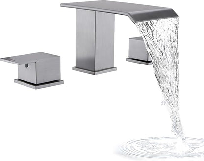 2 Handle Deck Mount Tub Faucet, Roman Bathtub Faucet Set Brushed Nickel High Flow Garden Bath Tub Faucet
