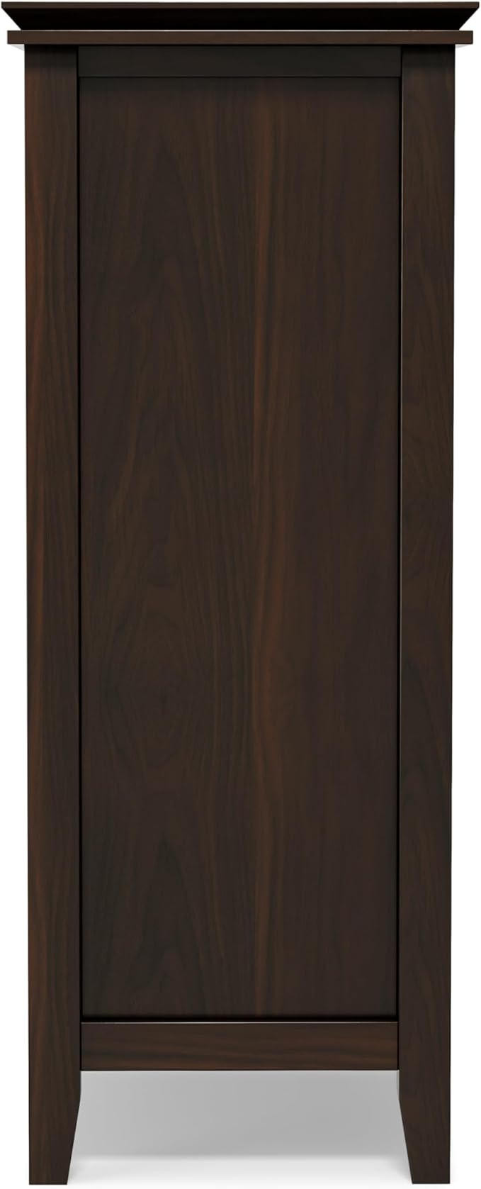 SIMPLIHOME Artisan Storage Cabinet - 38 inch Wide Solid Wood Medium Cabinet in Tobacco Brown, Transitional Accent Cabinet for Living Room or Dining Room with Glass Doors and Adjustable Shelves