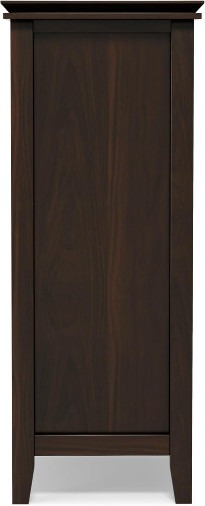 SIMPLIHOME Artisan Storage Cabinet - 38 inch Wide Solid Wood Medium Cabinet in Tobacco Brown, Transitional Accent Cabinet for Living Room or Dining Room with Glass Doors and Adjustable Shelves