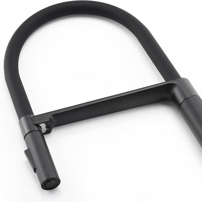 SUMERAIN Single Hole Matte Black Kitchen Faucet,Lead-Free Pull-Down Kitchen Sink Faucet, Deck Mounted