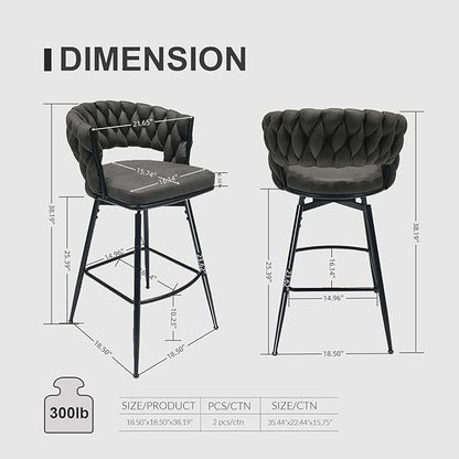 LUMISOL Bar Stool Set of 2, Golden Legs Bar Stools No Adjustable Kitchen Island Chairs Upholstered Bar Chair Counter Stool Arm Chairs with Back Footrest, Tan