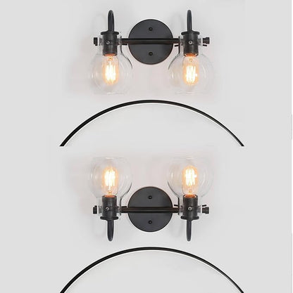 KSANA Black Bathroom Light Fixtures, 2-Light Modern Farmhouse Black Vanity Lights with Clear Glass Shade Over Mirror for Hallway, Kitchen, Bedroom, and Living Room