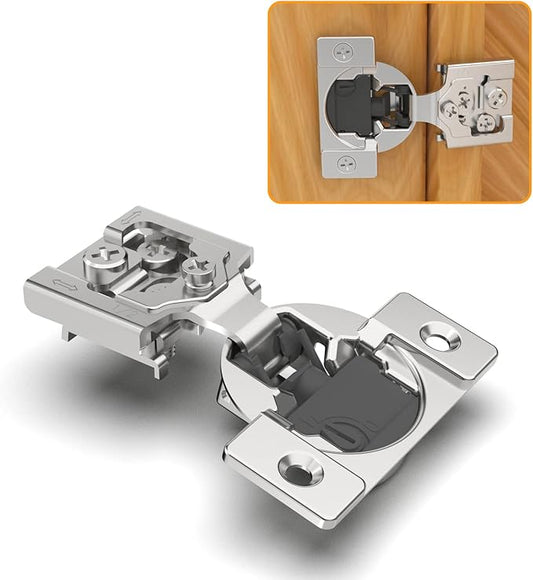Chibery 60 Pack 1/2" Overlay 4D Soft Close Concealed Hinges for Face Frame Door, Adjustable Closing Speed, Smooth Slow Self Close Hinges, Satin Nickel, 105° Open Angle Stainless Steel Cabinet Hinges