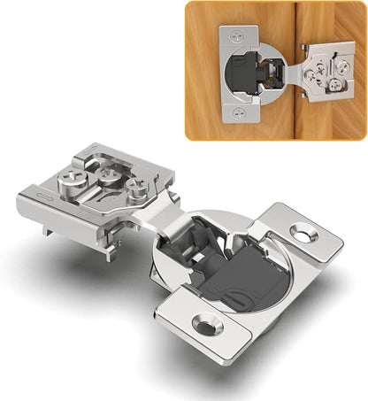 Chibery 2 Pack 1/2" Overlay 4D Soft Close Concealed Hinges for Face Frame Door, Adjustable Closing Speed, Smooth Slow Self Close Hinges, Satin Nickel, 105° Open Angle Stainless Steel Cabinet Hinges