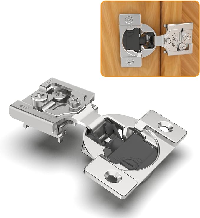 Chibery 20 Pack 1/2" Overlay 4D Soft Close Concealed Hinges for Face Frame Door, Adjustable Closing Speed, Smooth Slow Self Close Hinges, Satin Nickel, 105° Open Angle Stainless Steel Cabinet Hinges