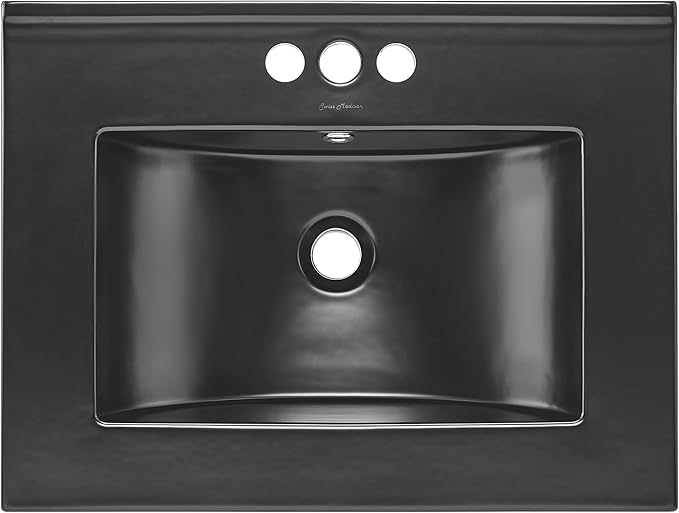 24" Ceramic Vanity Top with Three Holes in Matte Black