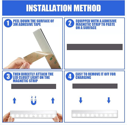 6 Pack LED Motion Sensor Lights, 10 LED Closet Battery Operated Lights, Stick-On Anywhere Magnetic Night Light Bar, Led Safe Light Indoor for Closet Stairs Wardrobe