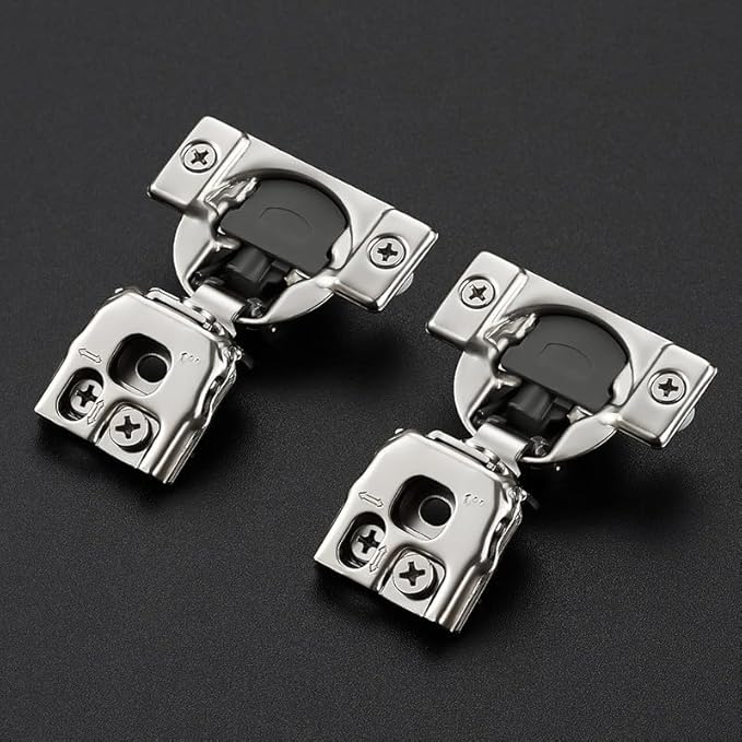 Ravinte 50 Pack 25 Pairs 1 Inch Overlay Soft Close Hidden Door Hinges - Stainless Steel, Satin Nickel