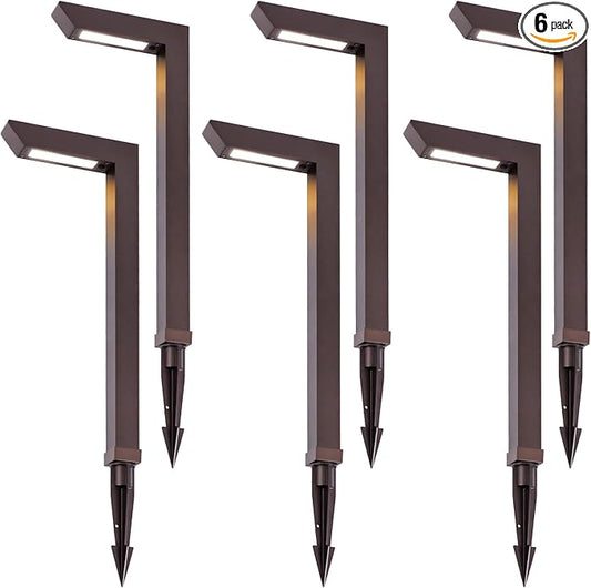 Energetic 3CCT Low Voltage Landscape Lights, 5W 200LM IP65 Waterproof LED Pathway Lights, 50000 Hrs, Outdoor Landscape Lighting, Square Modern Side Lit, Die-cast Aluminum Housing, ETL Listed, 6 Pack