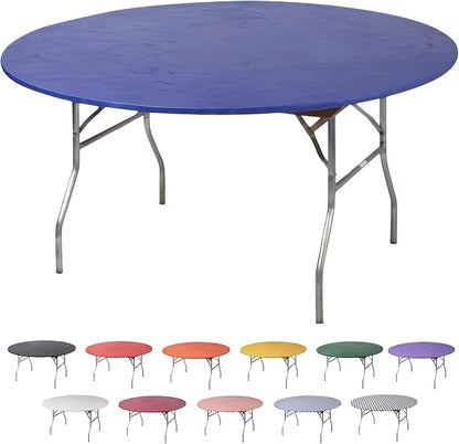 Kwik-Covers 10 Pack of Round Plastic Table Covers - 60" or 72" Round - Indoor or Outdoor Fitted Covers (Tables NOT Included) (Royal Blue, 72" Round)