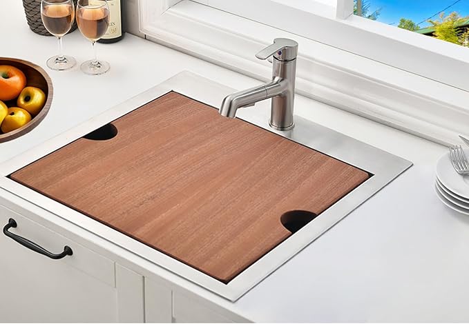 VCCUCINE Bar Sink Drop in, 21x20 Inch Topmount RV Small Kitchen Sink, 16 Gauge Overmount Stainless Steel Laundry Wet Bar Sink, Top Mount Outdoor Single Bowl,Brushed Nickel Prep Sink with Accessories
