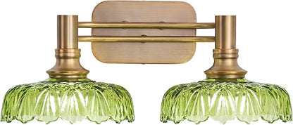 Vintage Green Vanity Lights 2-Light Bathroom Lighting Wall Sconces Over Mirror Picture Wall Light for Bedroom Hallway