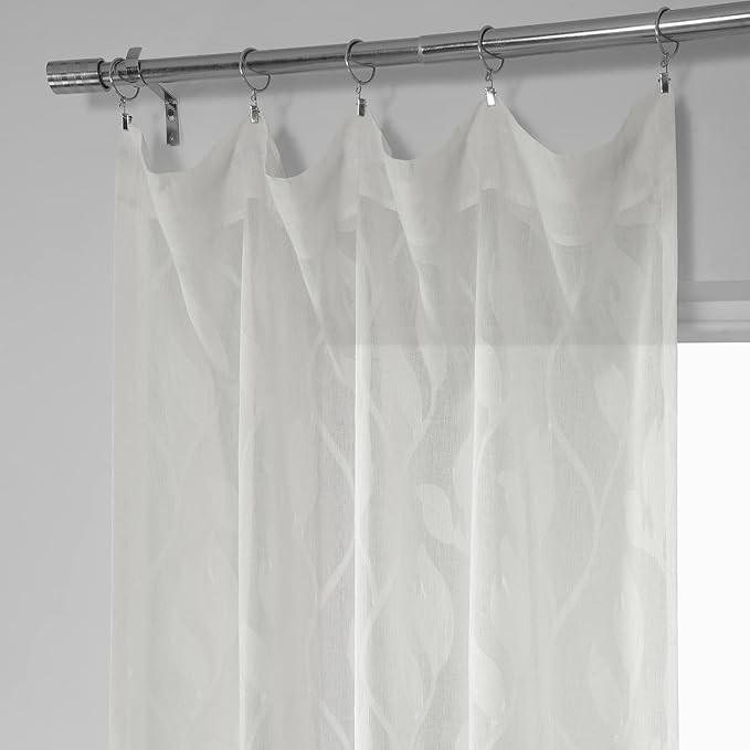 HPD Half Price Drapes Patterned Linen Sheer Curtain For Living Room 50 X 84 (1 Panel), Rod Pocket Window Curtains for Bedroom, Avignon Vine