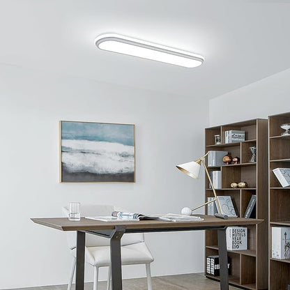 Metal LED Ceiling Light,55W Linear Ceiling Lamp,6500K Cool White Modern Ultra Thin Low Profile Light Fixture for Kitchen, Home & Office Hallway (36.2")