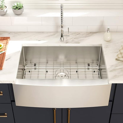 Lordear 30 Inch Farmhouse Kitchen Sink 16 Gauge 30"x21"x10" Stainless Steel Single Bowl Apron Front Undermount Farm Sink