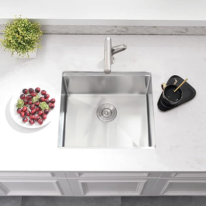21 Inch Undermount Bar Sink, 21x18 Workstation 16 Gauge Stainless Steel Undermount Outdoor Kitchen Sink for RV Wet Bar Prep Basin